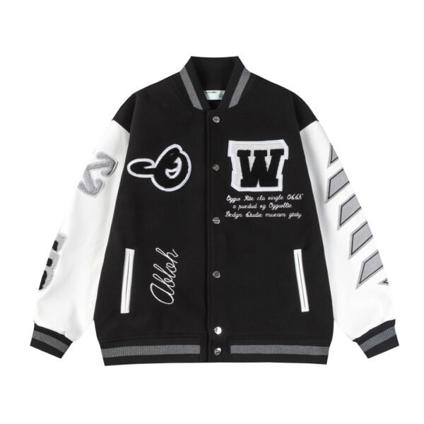 Moon Letter Pattern Baseball Uniform Jacket | VaquitaRepublic