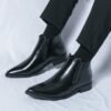 High-top Leather Shoes Men's Side Zipper British Working Wear Ankle Boots | VaquitaRepublic