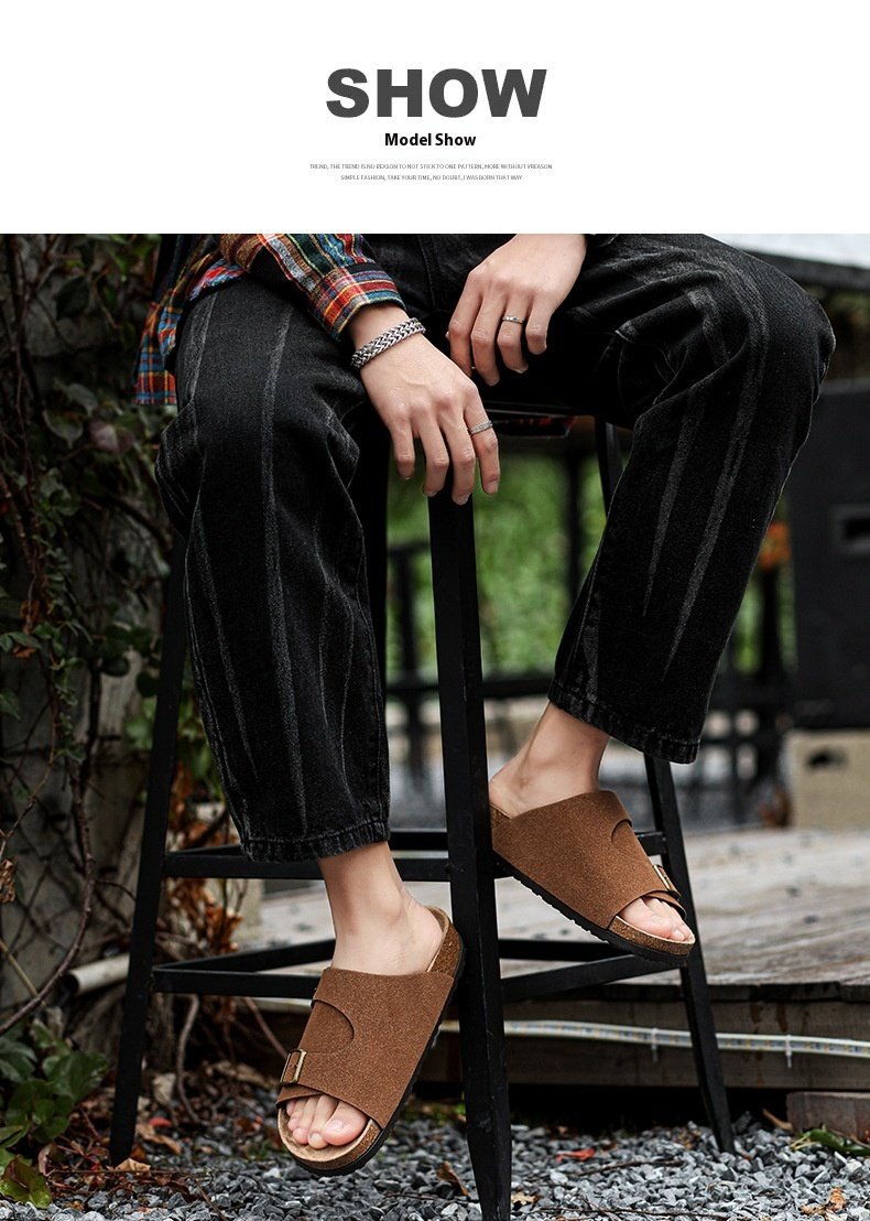 Double-breasted Cork Suede Sandals | VaquitaRepublic