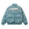 American Retro Washed Distressed Affixed Cloth Embroidered Cotton-padded Coat | VaquitaRepublic