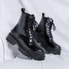 Youth High-top Round Head Mid-calf Thick Bottom Mid Heel Martin Boots | VaquitaRepublic