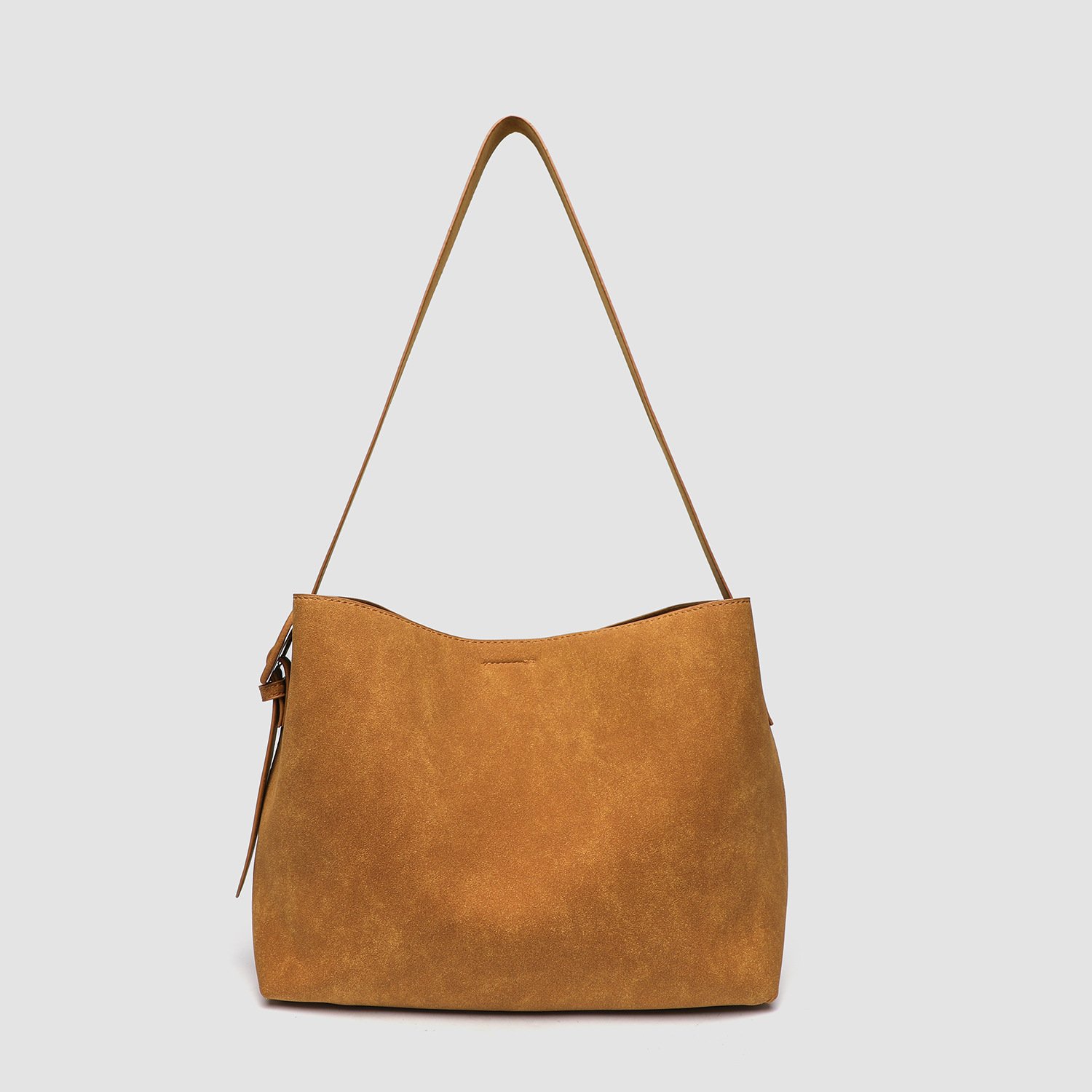 Fashionable All-match Brown Retro Frosted Large Capacity Commuter Bucket Bag | VaquitaRepublic