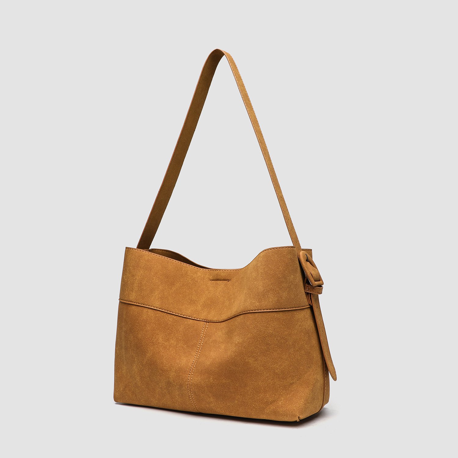 Fashionable All-match Brown Retro Frosted Large Capacity Commuter Bucket Bag | VaquitaRepublic