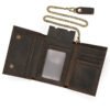 RFID Genuine Leather Small Wallet Men's Three Fold Multiple Card Slots With Iron Chain | VaquitaRepublic