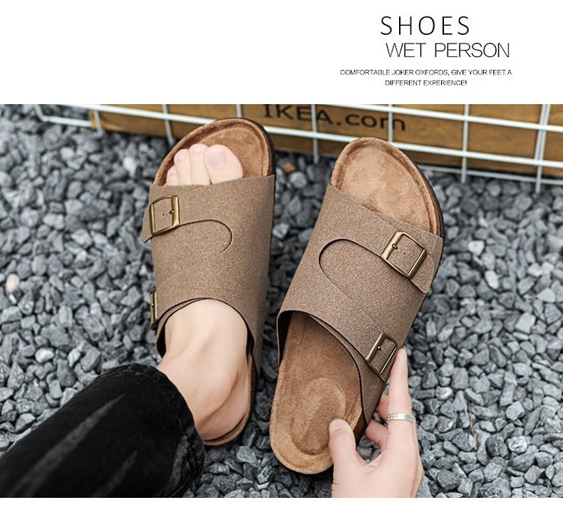 Double-breasted Cork Suede Sandals | VaquitaRepublic